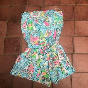 Lilly Pulitzer Boat Patterned Strapless Romper